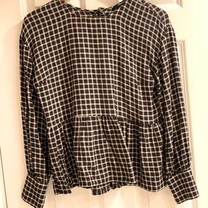 🖤 Black & White Checkered Madewell Blouse 🤍